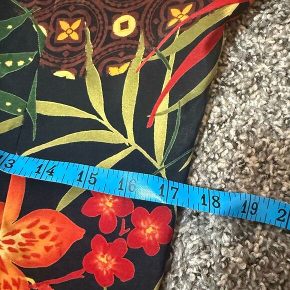 Vintage 90s R&K Black Colorful Floral Maxi Dress Tropical Shell Large - Picture 6 of 7